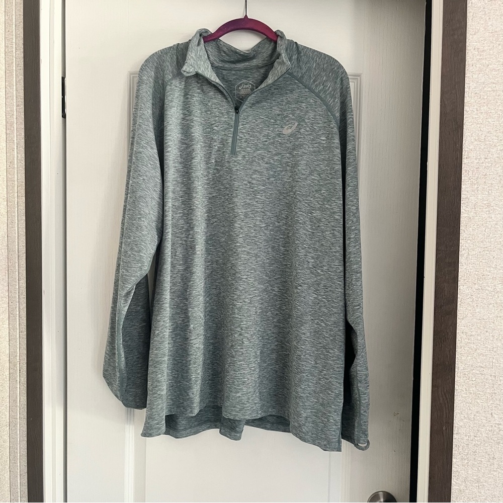 Asics Heathered Light Gray Quarter-Zip Pullover